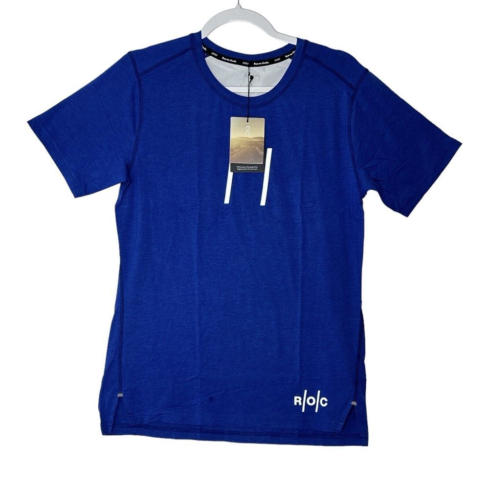 On Cloud T-Shirt R.O.C Men's Small Indigo Athletic Outdoor Gym Stretch NWT